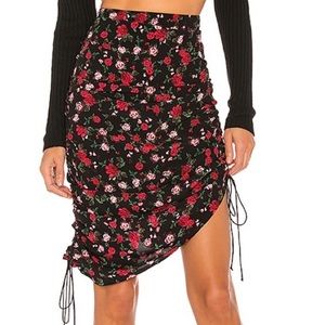 NWT For Love and Lemons Molly Floral Black Skirt size Small